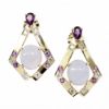 Picture of 14k Yellow Gold, Nephrite Jade, Amethyst & Diamond Earrings