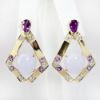 Picture of 14k Yellow Gold, Nephrite Jade, Amethyst & Diamond Earrings