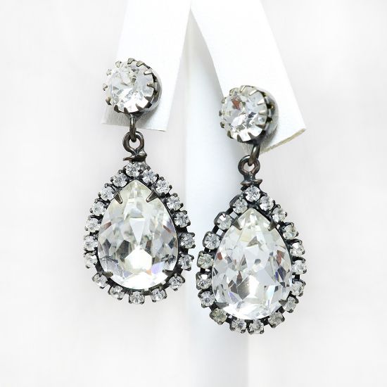 Picture of Vintage Schiaparelli Clear Rhinestone Drop Earrings