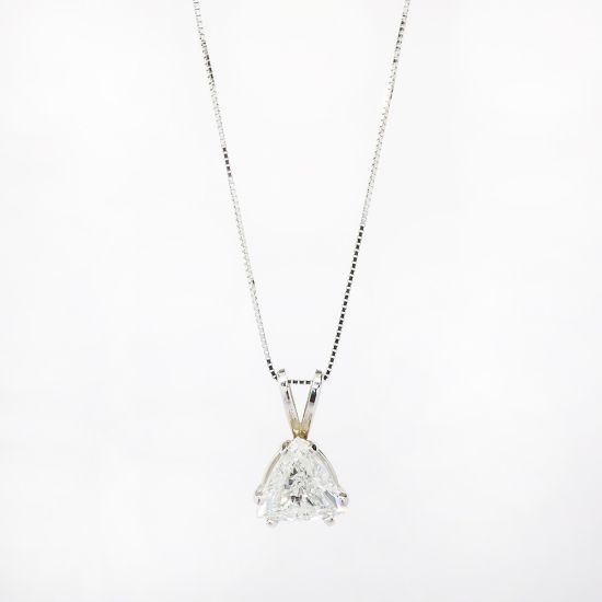 Picture of 14k White Gold Modified Triangle Brilliant Diamond Necklace 