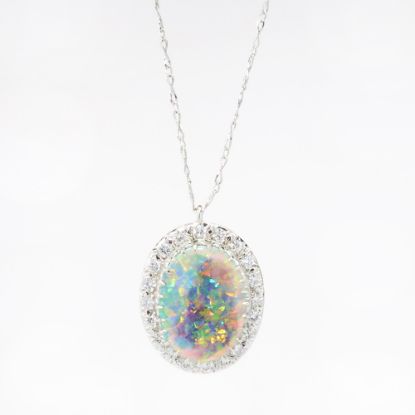 Picture of 14k White Gold, Boulder Opal & Diamond Necklace 