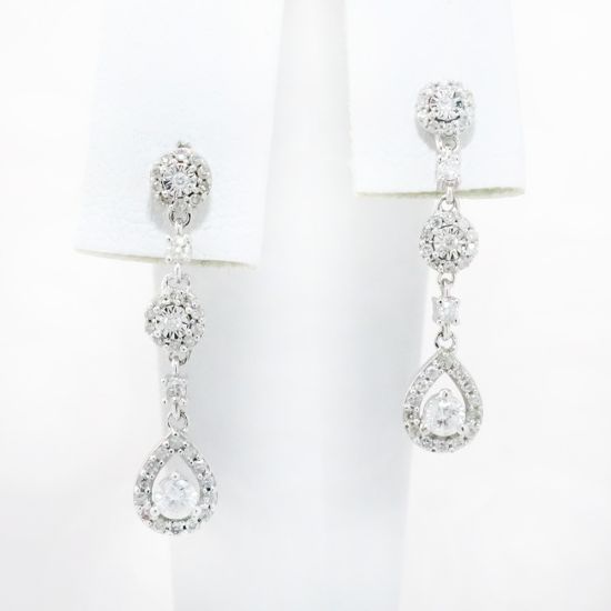 Picture of 14k White Gold Diamond Dangle Earrings 