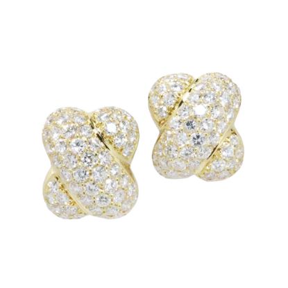 Picture of 18k Yellow Gold & Diamond 'X' Earrings 
