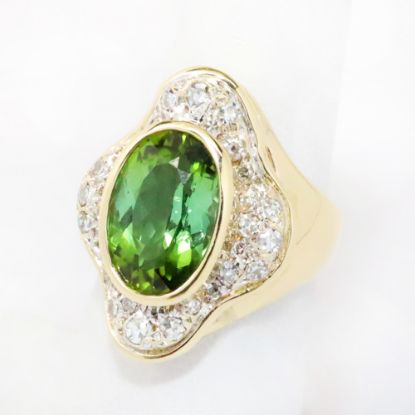 Picture of Custom 14k Yellow Gold Tourmaline & Diamond Ring 