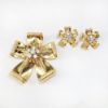 Picture of Vintage Mid Century 14k Gold & Diamond Slide Pendant & Earring Set