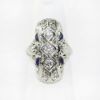 Picture of Antique Early Art Deco 14k White Gold Filigree, Diamond & Synthetic Sapphire Ring