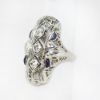 Picture of Antique Early Art Deco 14k White Gold Filigree, Diamond & Synthetic Sapphire Ring