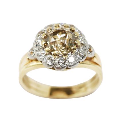 Picture of Antique 14k Gold & Fancy Color Old European Cut Natural Diamond Ring