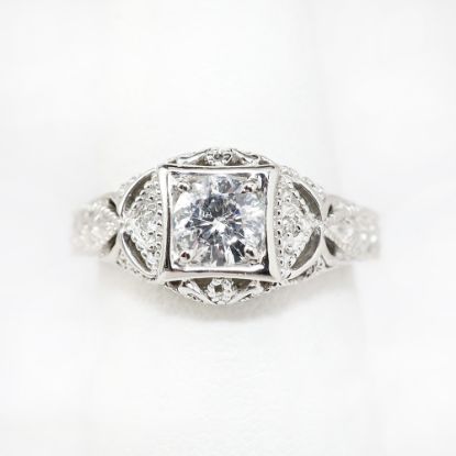 Picture of Vintage 14k White Gold Filigree & Diamond Engagement Ring