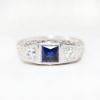 Picture of Antique 18k White Gold Filigree, Diamond & Synthetic Sapphire Ring