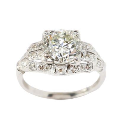 Picture of Antique Art Deco Platinum & Old European Cut Diamond Engagement Ring