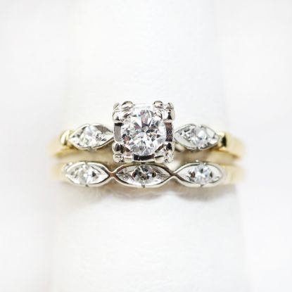 Picture of Vintage 14k Yellow Gold & Diamond Bridal Ring Set