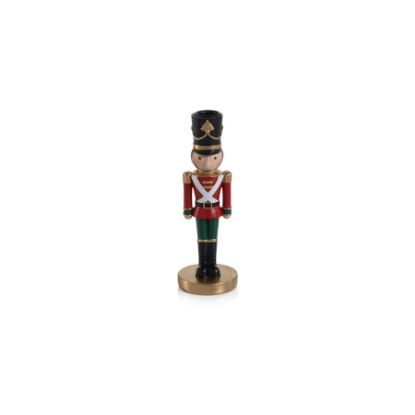 Picture of 8" Red & Green Nutcracker Taper Candle Holder
