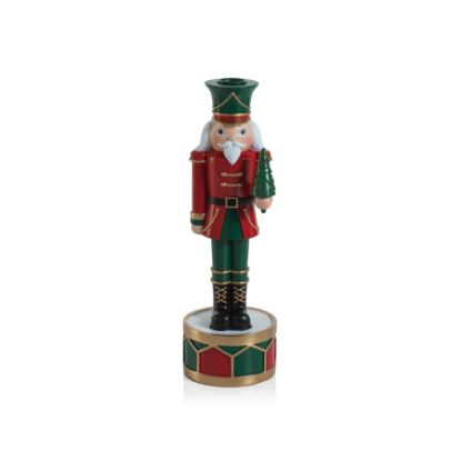 Picture of 12" Red & Green Nutcracker Taper Candle Holder