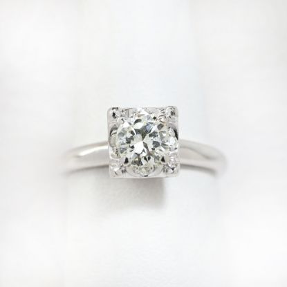 Picture of Vintage 1950s 14k White Gold & Diamond Engagement Ring
