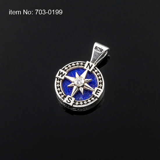 Picture of AXION Sterling Silver Lapis Lazuli Compass Motif Pendant