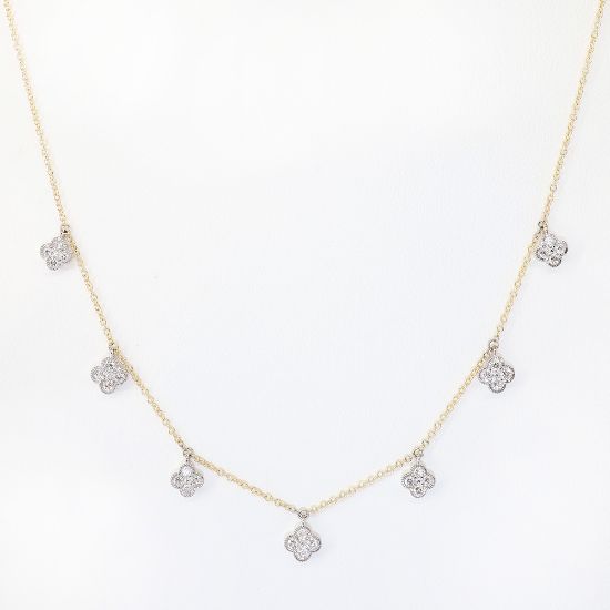 Picture of 14k Two-Tone Gold & Diamond Trefoil Motif Charm Necklace