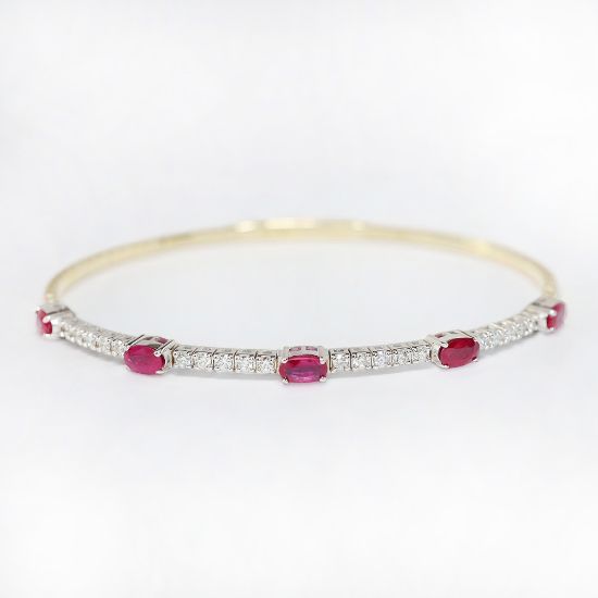 Picture of 14k Two-Tone Gold, Diamond & Ruby Bangle