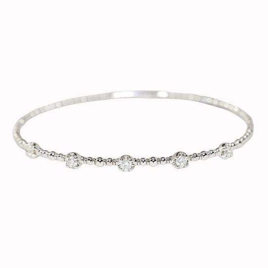 Picture of 14k White Gold & Diamond Stations Bangle 