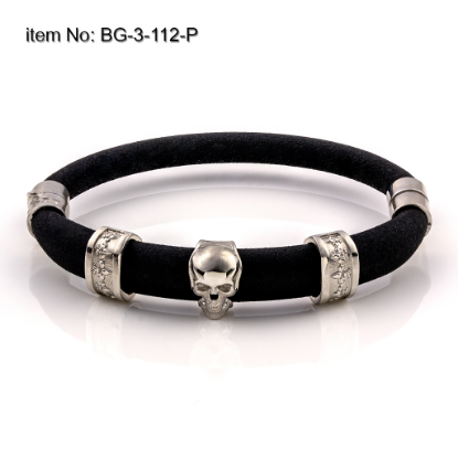 Picture of AXION Sterling Silver Skull and Fleur-De-Lis Motifs Bracelet