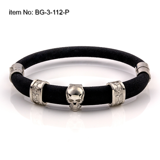 Picture of AXION Sterling Silver Skull and Fleur-De-Lis Motifs Bracelet