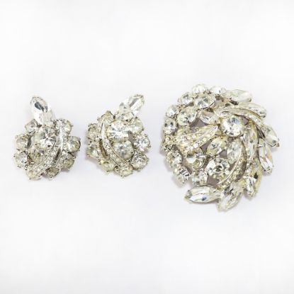 Picture of Vintage Weiss Clear Rhinestone Brooch & Clip-On Earring Set