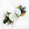 Picture of Vintage Miriam Haskell Moss Agate Clip-On Earrings
