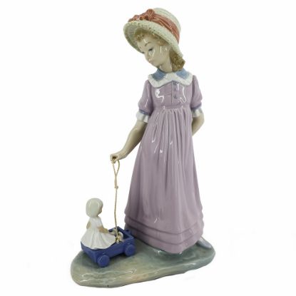 Picture of 'Pulling dolls Carriage' Porcelain Figurine #5044 by Lladro 