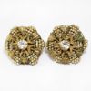 Picture of Vintage Miriam Haskell Faux Pearl & Rhinestone Clip-On Earrings