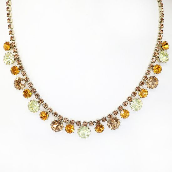 Picture of Vintage Weiss Rhinestone Necklace in Topaz, Amber & Lemon Yellow