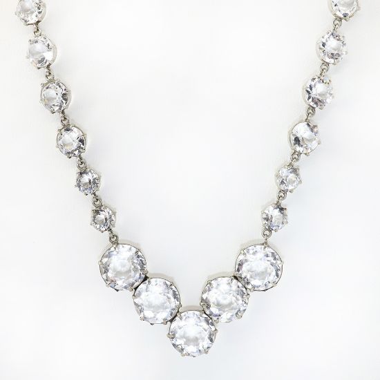 Picture of Antique Sterling Silver & Faceted Rock Crystal Necklace