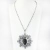 Picture of Vintage Los Ballesteros Sterling Silver & Chatoyant Obsidian Aztec Warrior Necklace