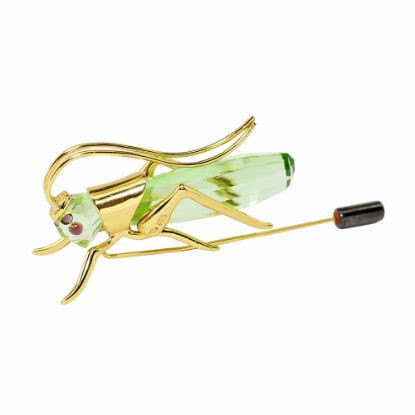 Picture of 'Aptera' Chrysolite Grasshopper Pin in Gilt Sterling Silver by Swarovski Crystal