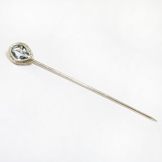 Picture of Antique Edwardian 14k White Gold & Aquamarine Stick Pin