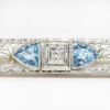 Picture of Antique 14k White Gold Filigree, Aquamarine & Diamond Bar Brooch