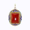 Picture of Vintage Gilt Chinese Export Silver, Enamel & Carnelian Pendant