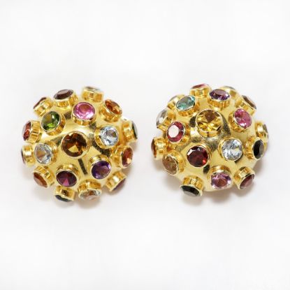 Picture of Vintage Mid Century 18k Gold & Multi Gemstone Sputnik Earrings