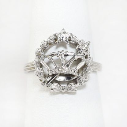 Picture of Vintage 14k White Gold Order of the Eastern Star Ring with Crown & Sword