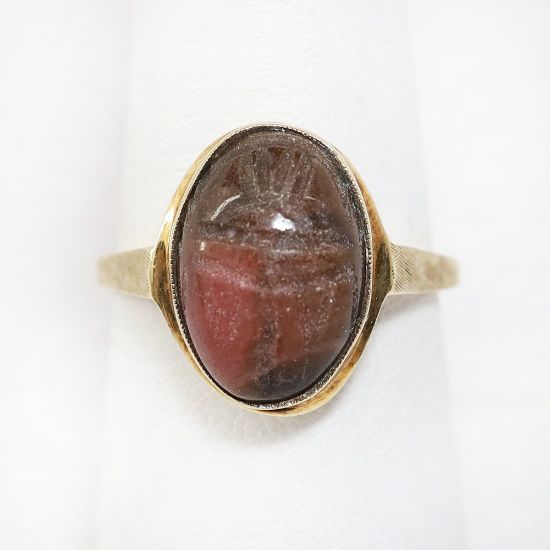 Picture of Vintage 10k Gold & Carved Rhodonite Scarab Ring