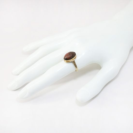 Picture of Vintage 10k Gold & Carved Rhodonite Scarab Ring