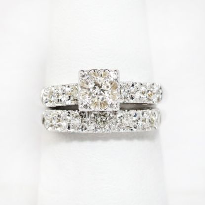 Picture of Vintage 14k White Gold & Diamond Bridal Ring Set