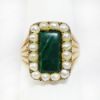 Picture of Vintage 1965 English Men's 9k Gold, Pearl & Malachite Ring