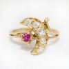 Picture of Antique Victorian 14k Gold, Diamond & Ruby Crescent Moon & Star Ring