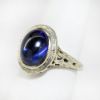 Picture of Antique Edwardian 18k White Gold Filigree & Blue Sapphire Cabochon Ring