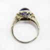 Picture of Antique Edwardian 18k White Gold Filigree & Blue Sapphire Cabochon Ring