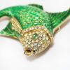 Picture of Vintage Ciner Large Green Enamel & Rhinestone Fish Brooch/Pendant