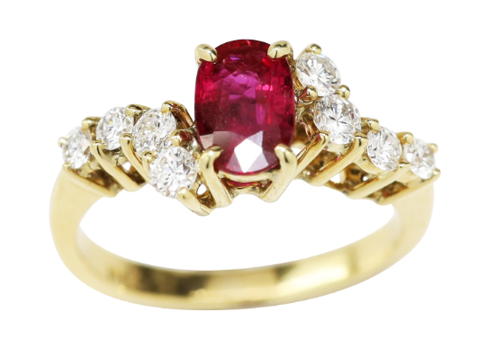 Picture of 18k Yellow Gold Ruby & Diamond Ring