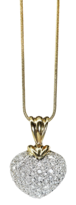 Picture of 14k Yellow Gold Necklace with Pavé Set Diamond Heart Pendant