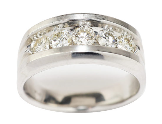 Picture of 14k White Gold & 1.00ct Diamond Men's Wedding Band