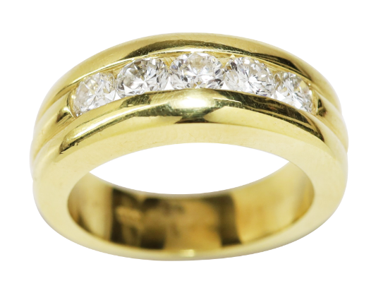 Picture of 18k Yellow Gold & Diamond Band Men's Wedding Ring